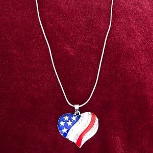 American flag heart necklace